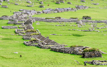 Main Street of abandoned cottages on the island of Hirta, St Kilda